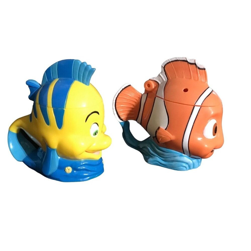 Disney On Ice Mugs Nemo & Flounder Plastic Snack Bowls Set With Flip Lids